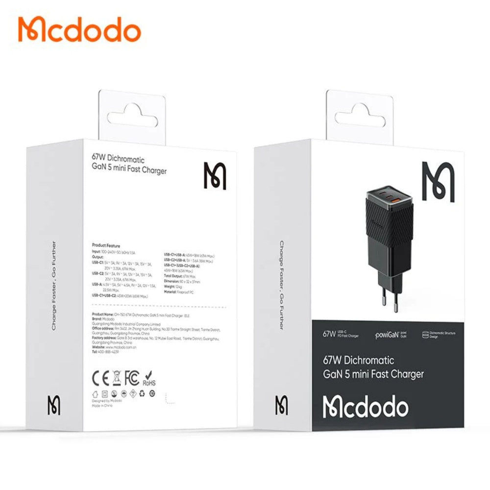 Mcdodo 67W Dichromatic GaN mini Fast Charger CH-1501 image 3