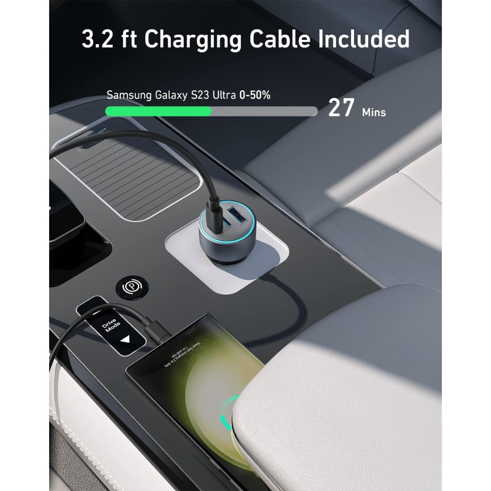 Anker 67W Triple Port Car Charger with USB-C Cable image 2