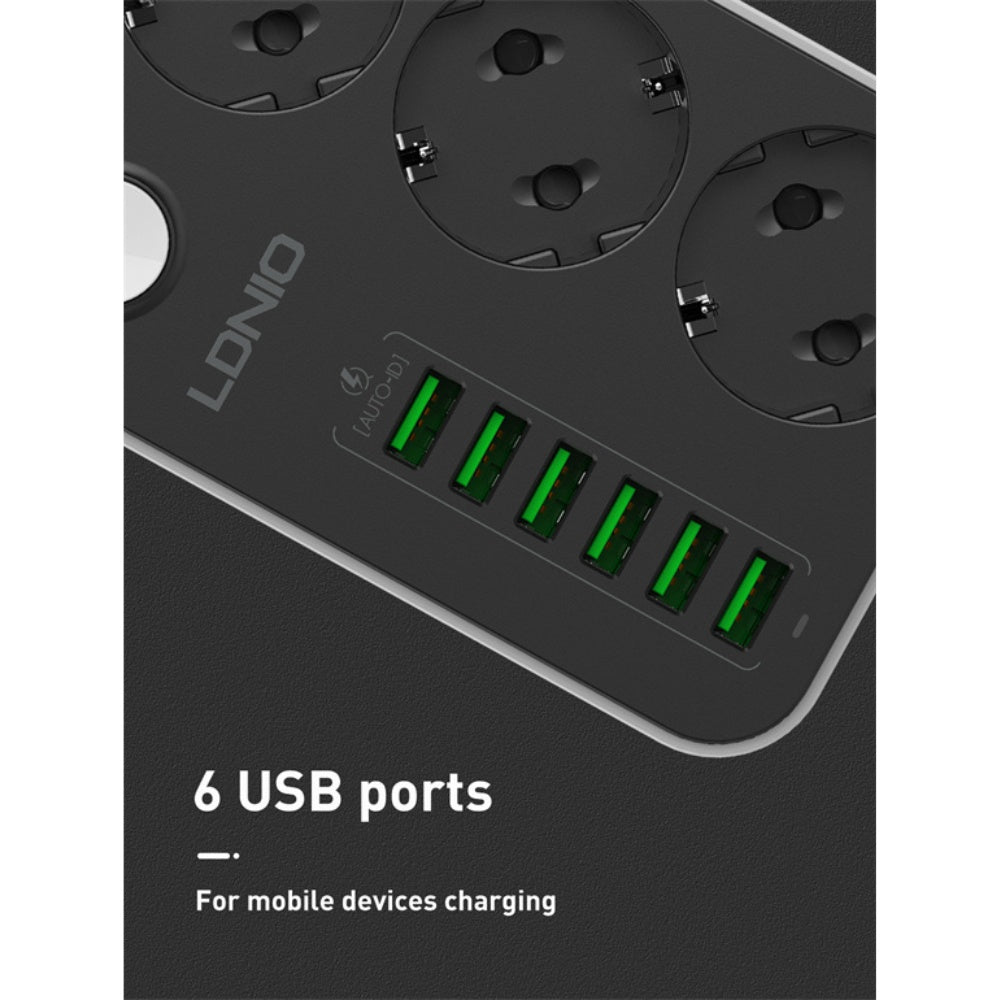 Ldnio 3 AC Outlets EU Power Strip SE3631 2500W image 1