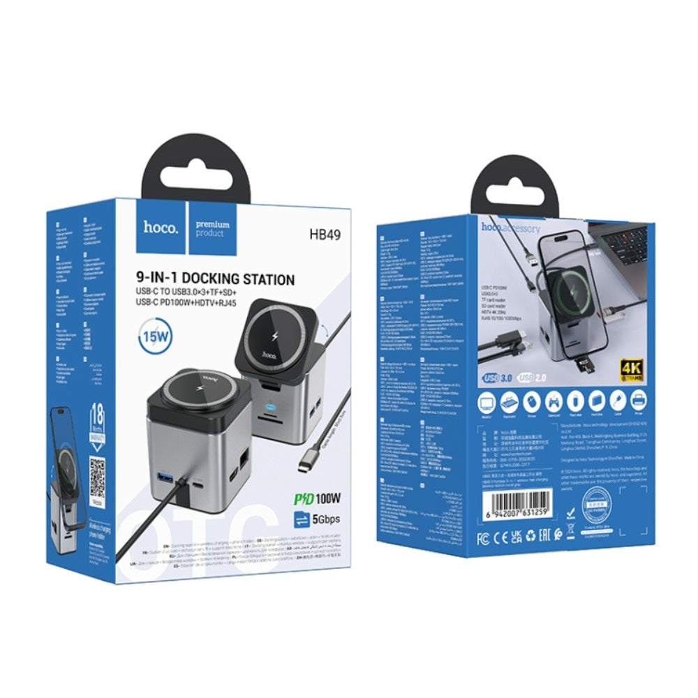 Hoco HB49 9-in-1 Docking Station 100W HDMI Ethernet image 7