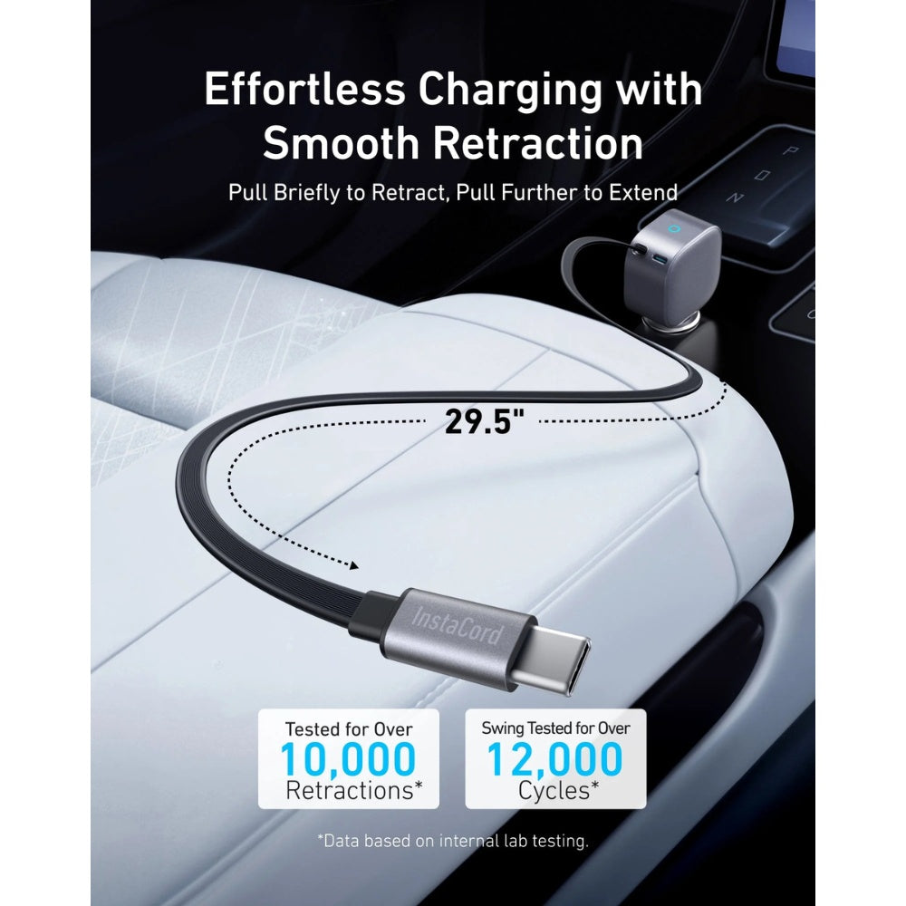 Anker USB-C Car Charger 75W Built-In Retractable Cable image 3