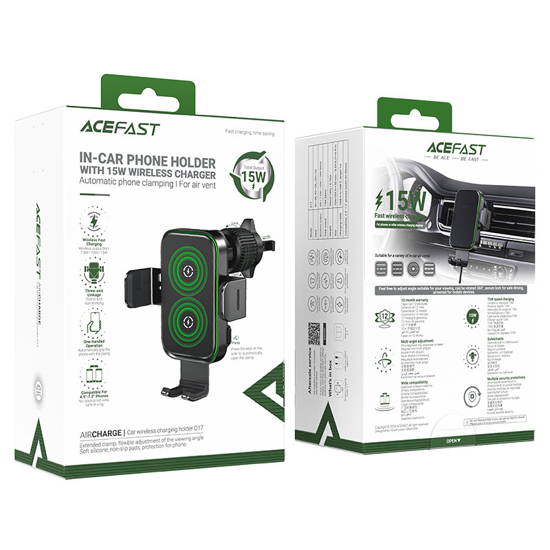 AceFast AirCharge Fast Wireless Charger Car Mount Holder D17 image 6