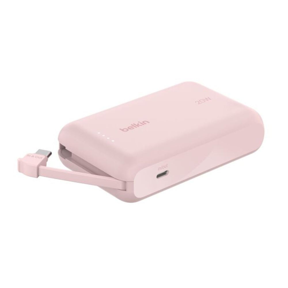 Belkin BoostCharge Power Bank 10K 20W with Integrated Cable - Pink image