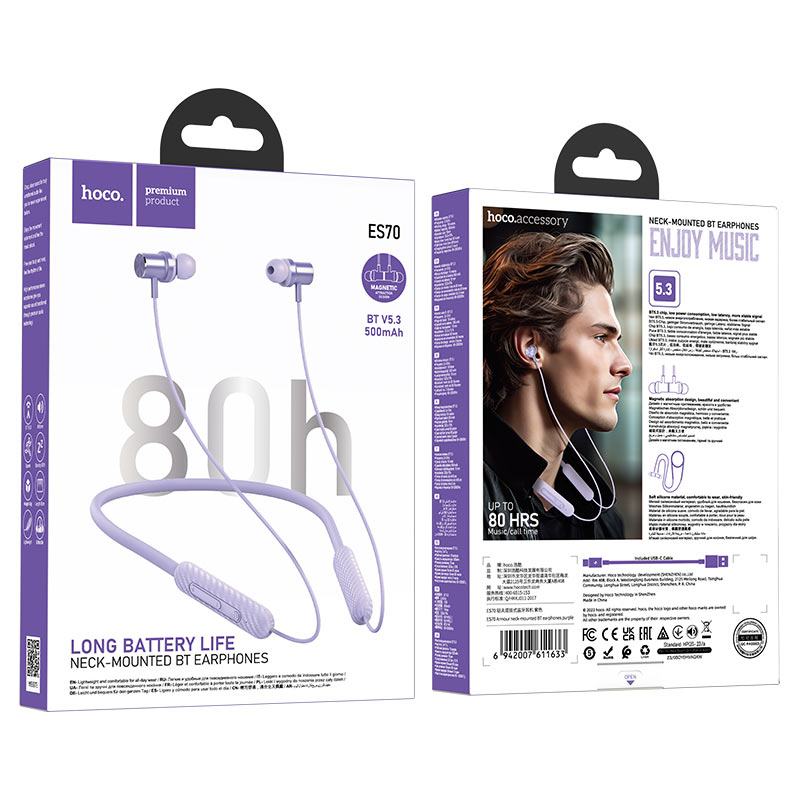 Hoco Neck-Mounted Bluetooth Earphones ES70 image 2