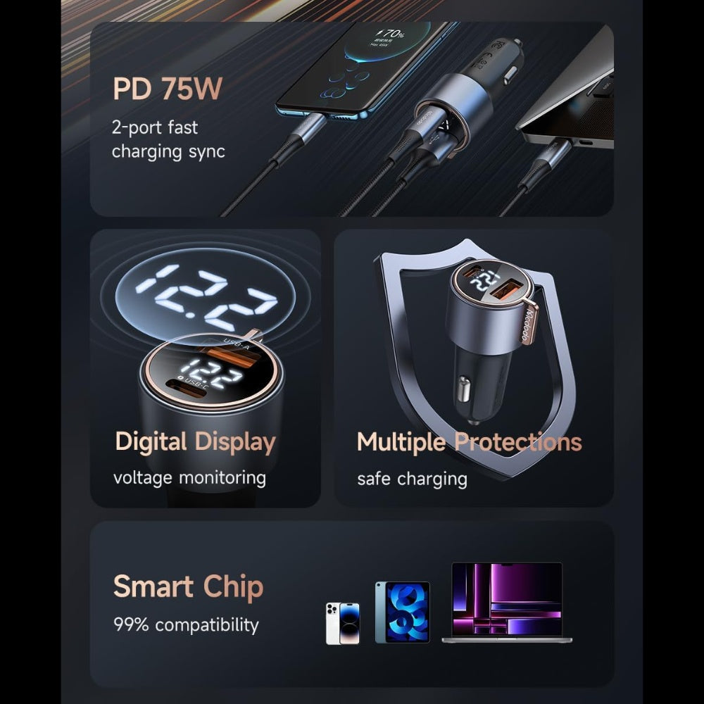 Mcdodo 75W Digital Display Car Charger image 4