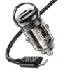 Hoco Dual Port Car Charger 30W with USB-C to Lightning Cable Z53A image 0