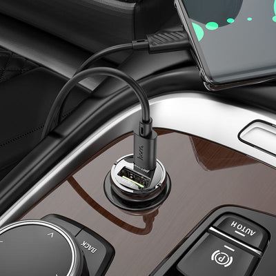 Hoco Dual Port Car Charger 30W with USB-C to Lightning Cable Z53A image 1