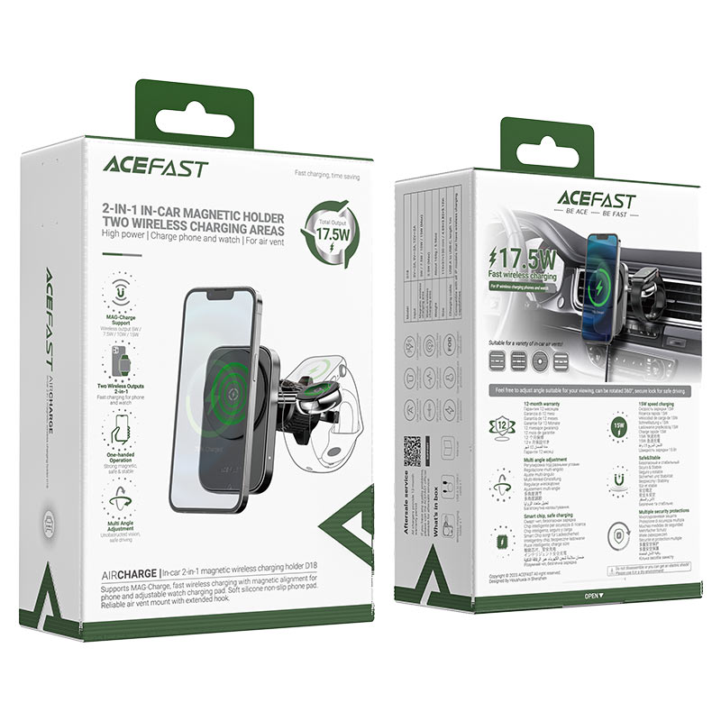 AceFast AirCharge Fast Wireless Charger Car Mount Holder D18 image 5