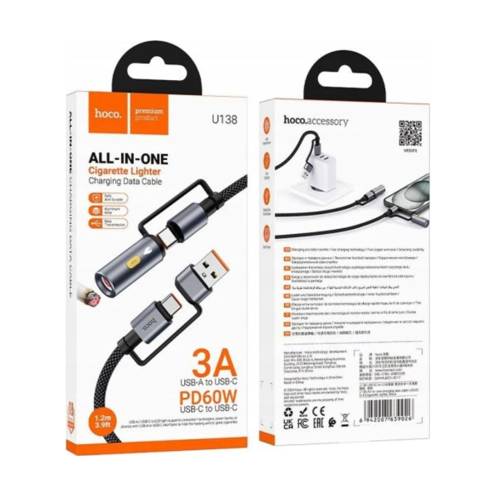 Hoco All in One Charging Cable USB-C with Cigarette Lighter U138 image 2