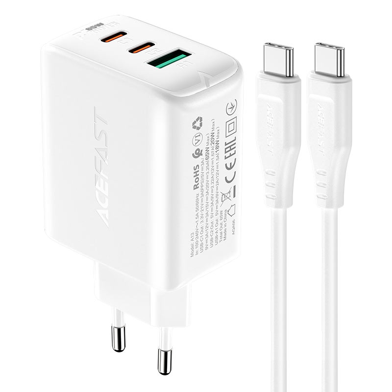 AceFast PD65W Wall Charger Set A13 - White image