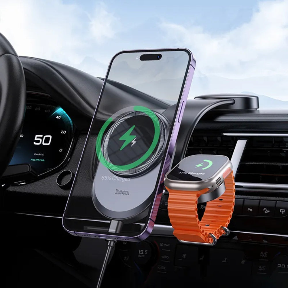 Hoco HW28 2-in-1 Wireless Fast Charging Car Holder image 2