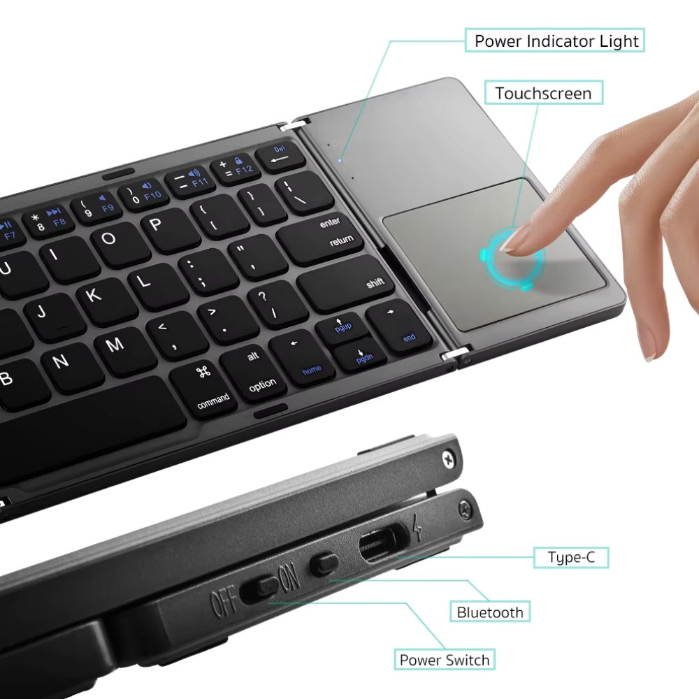 Coteci 63 Key Tri-fold Touchpad Keyboard