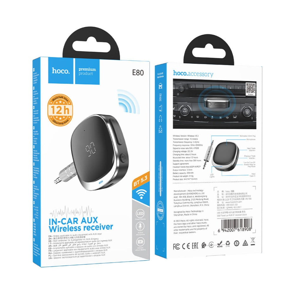 Hoco Car AUX Bluetooth Receiver E80