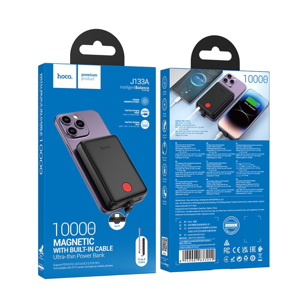 Hoco Power Bank PD20W 10000mAh with Lightning Cable J133A