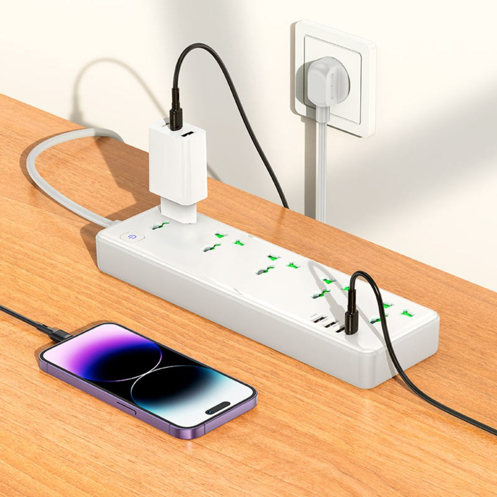 Hoco Power Strip 5 Sockets With USB Outputs AC13A