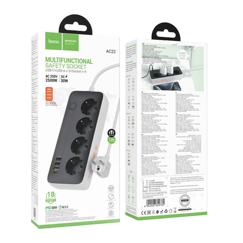 Hoco Power Strip PD30W 1C3A AC22