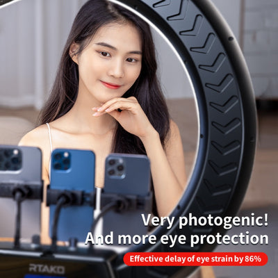 Rtako 18-inch Ring Light with 3 Phone Holder