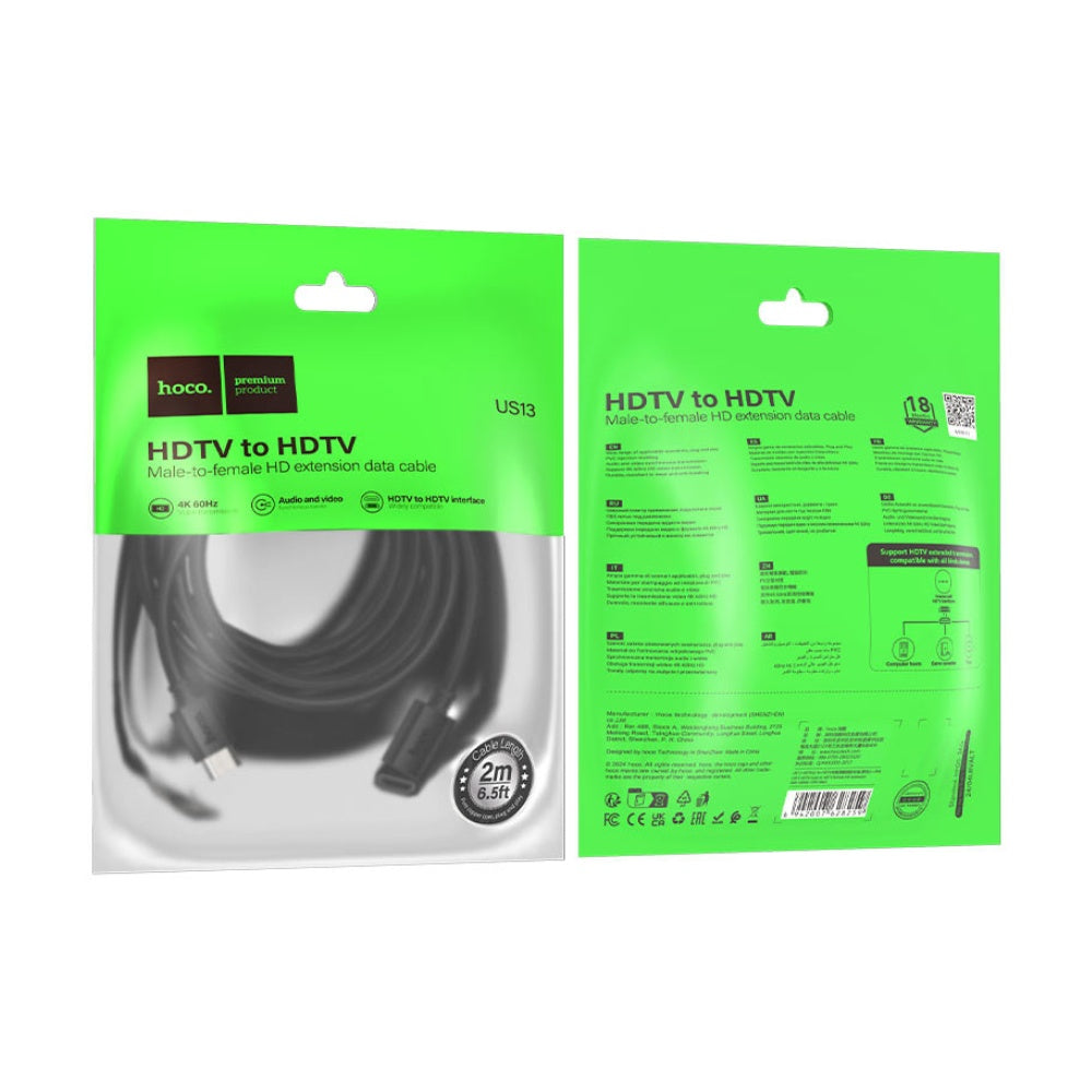 Hoco US13 HDTV Male to HDTV Female Extension Cable 4K image 3