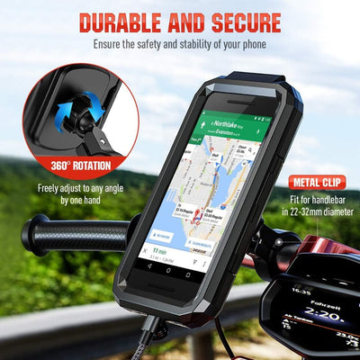 Motorcycle Waterproof Phone Holder with Mirror Mount image 1