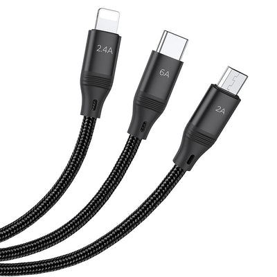 Hoco 3 in 1 Fast Charging Cable U104 image 0