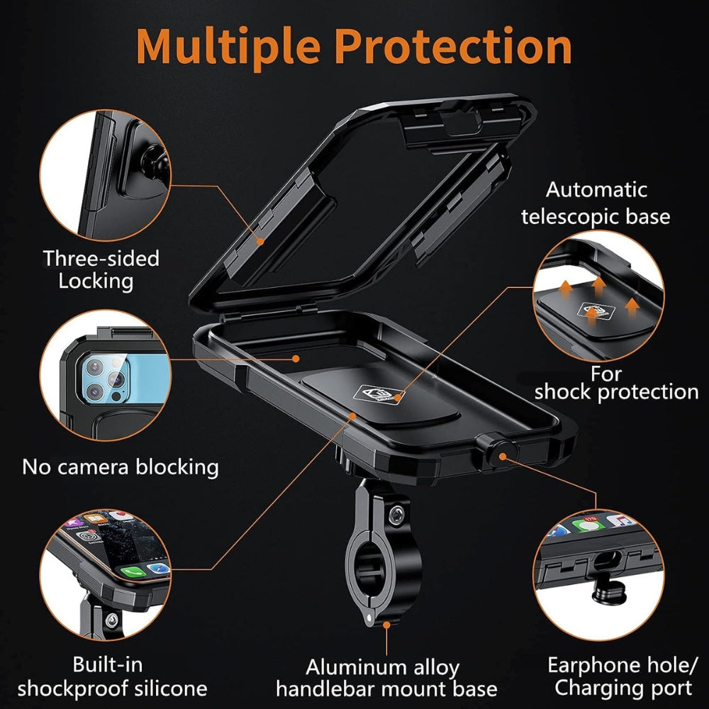 Motorcycle Waterproof Phone Holder with Mirror Mount image 2