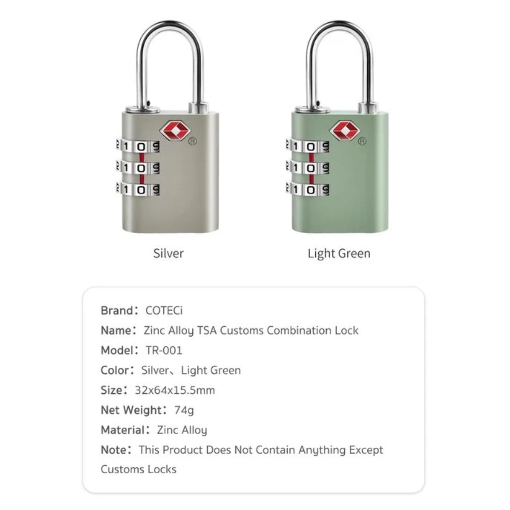 Coteci Zinc Alloy TSA Lock 3 Digit Combination Code Lock image 7