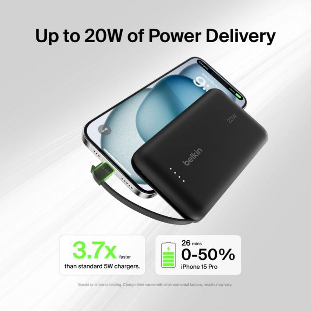 Belkin BoostCharge Power Bank 10K 20W with Integrated Cable image 2