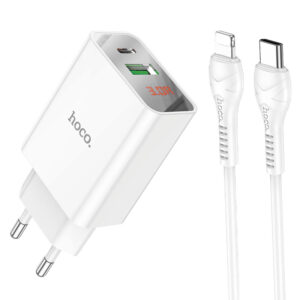 hoco c100a pd20w qc3 wall charger eu set tc to ltn white