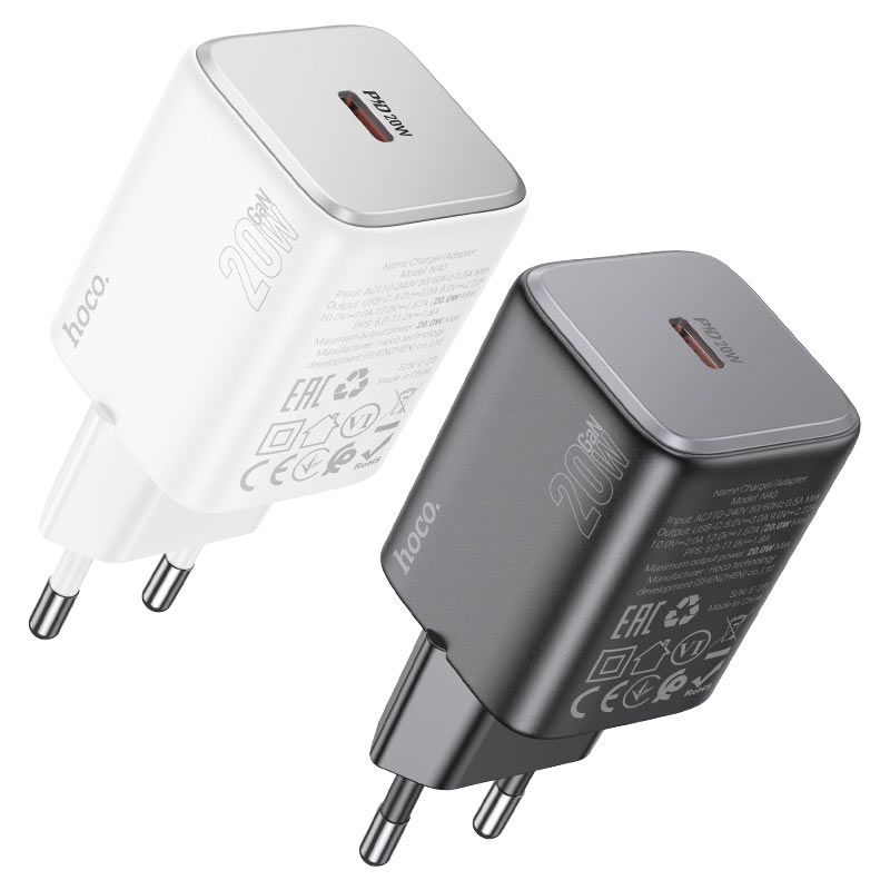 hoco n40 mighty pd20w single port wall charger eu colors